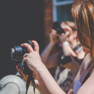 A group of young photographers explore a hidden photo location in Old Portsmouth